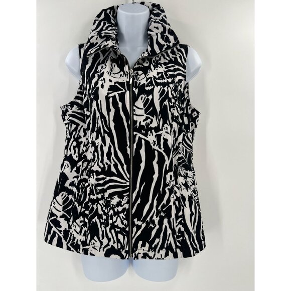 Chico's Women 0 (US S) Zebra Print Sleeveless Zip-Up Vest Jacket Layering - Picture 6 of 6
